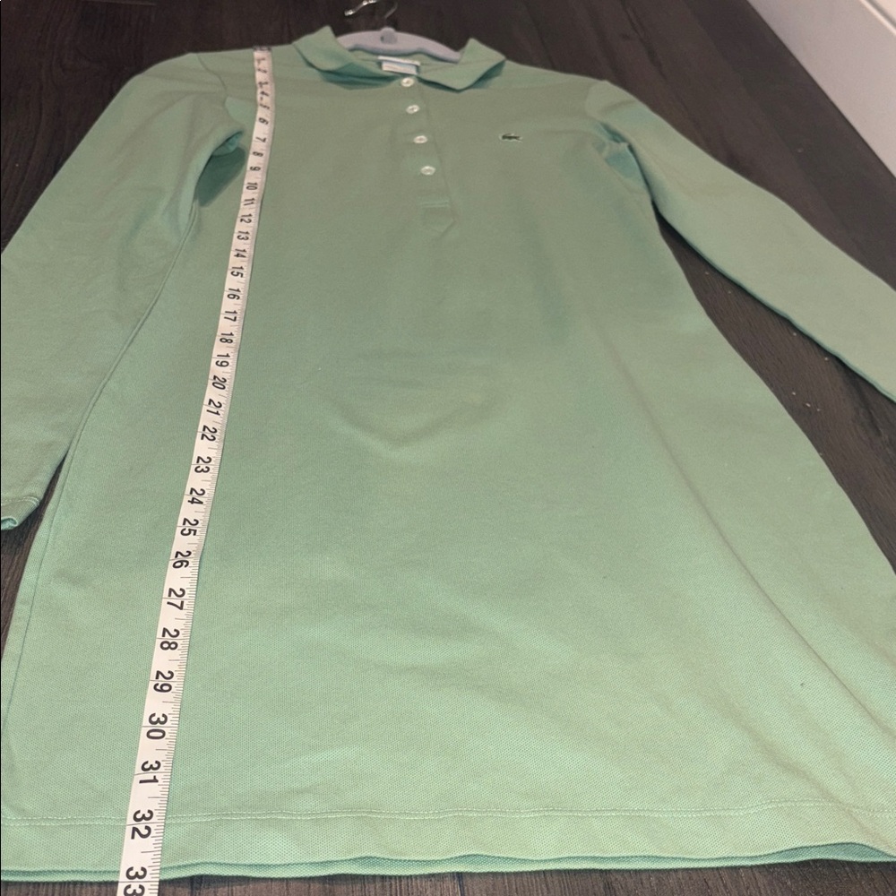 Lacoste Cotton Pique Stretch Polo Long Sleeve Dress EU Size 36/XS Light Green - Picture 7 of 9